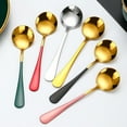 thumbnail image 2 of Cucharas de sopa de acero inoxidable Cterwk con mango largo, doradas, 2 piezas, 6.3 pulgadas, 2 of 6