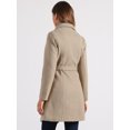 thumbnail image 3 of DARING DIVA Women's Double Breasted Slant Pocket Button Down Belted Coats Light Brown M, 3 of 6