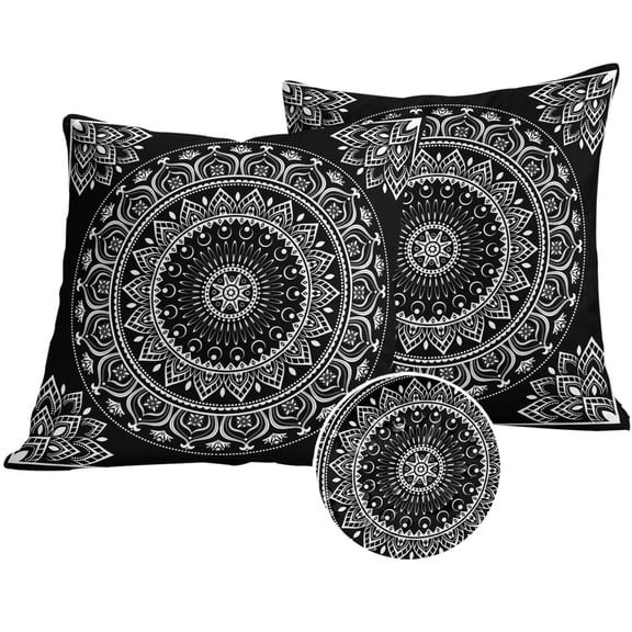 Black Boho Outdoor Pillow Covers 20x20 Set of 2,Waterproof Patio Throw Pillowcase Protectors,Retro Farmhouse Neutral Abstract Geometric Decorative Pillow Shams Cushion Covers for Seat Bed Couch Sofa