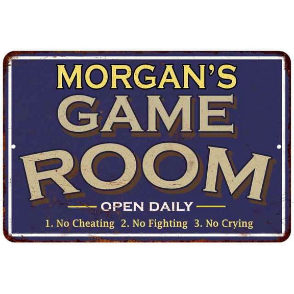 MORGAN'S Blue Game Room Sign Metal Wall Decor 8x12 108120002309