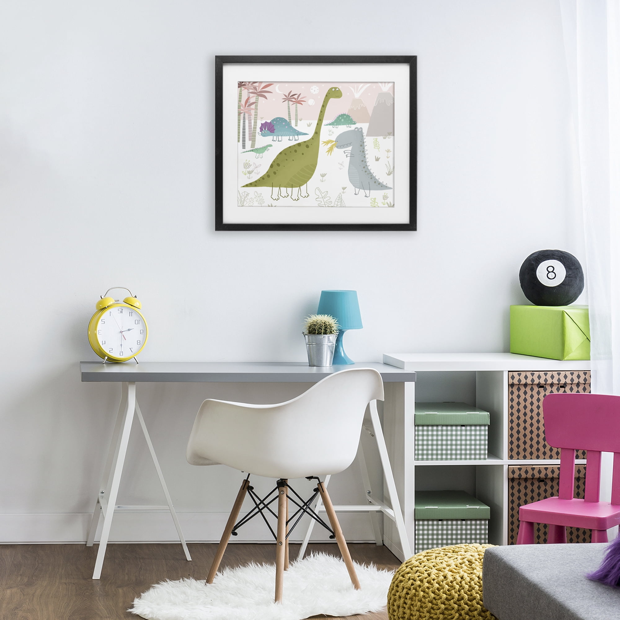Stupell Industries Earthy Jurassic Dinosaurs Black Framed Print Under Glass, design by Carla Daly