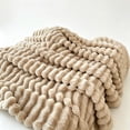 thumbnail image 2 of Throw Blanket Ribbed Striped Plush 47x83 Inches Washable for Couch Sofa Bed, 2 of 7