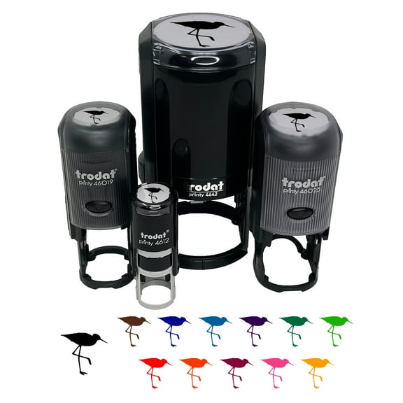 Sandpiper Bird Solid Self-Inking Rubber Stamp Ink Stamper - Black Ink - Mini 1/2 Inch