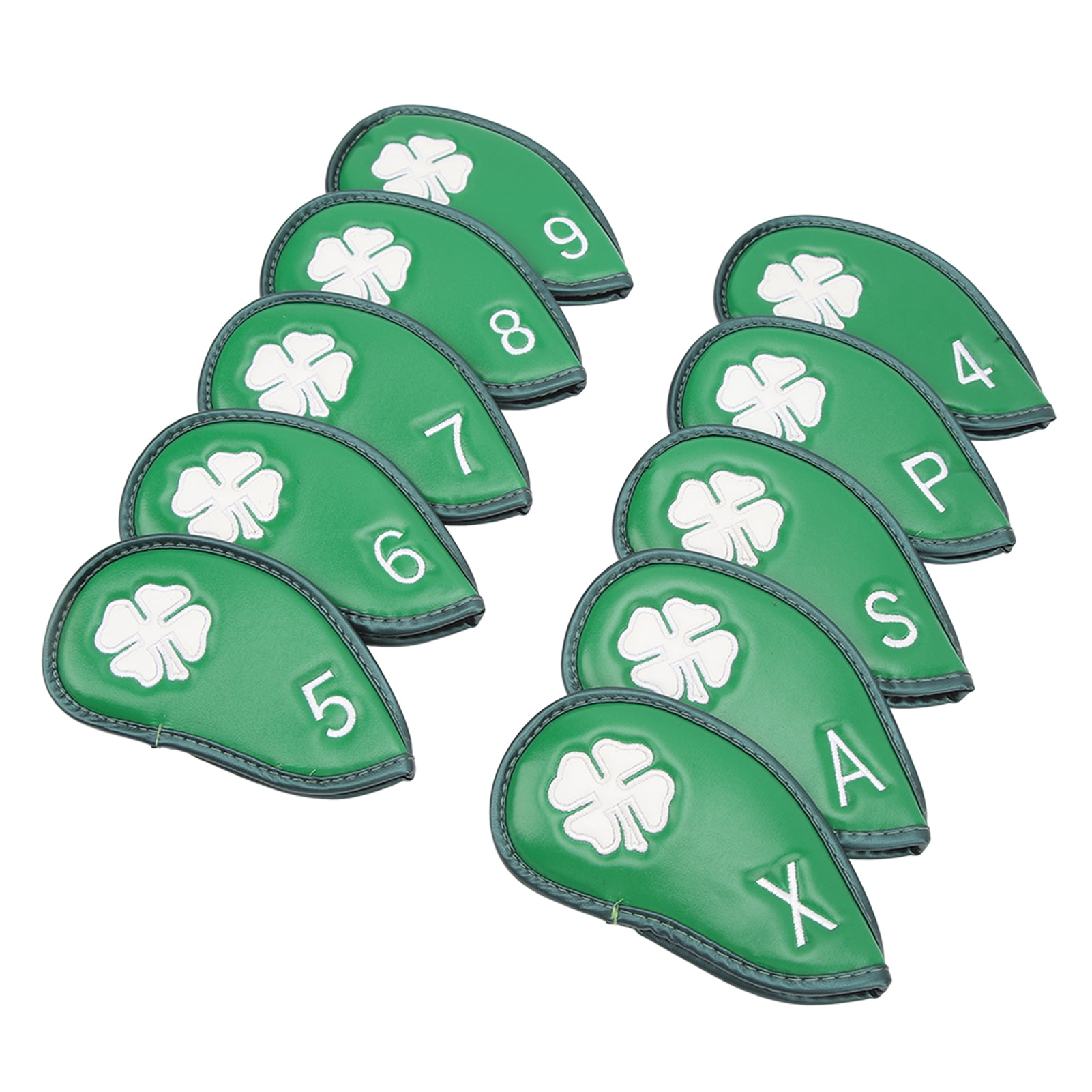 10 PCS Club Head Covers, Four Leaf Clover Pattern PU Waterproof