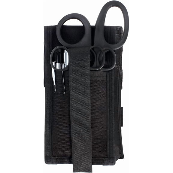 MediTac Premium First Aid Shears EMT Scissors Combo Pack (With Autoclavable 7-1/4" Titanium Bonded Shear) With Holster - Black