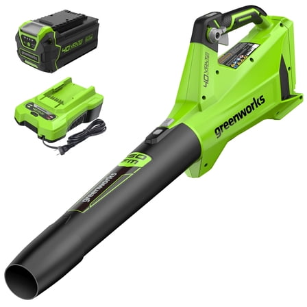 Greenworks 40V (120 MPH / 450 CFM) Cordless Axial Blower, 4Ah USB Battery (USB Hub) and Charger Included