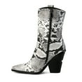 thumbnail image 3 of Ferwind Women's Cowboy Mid-Calf Boots Animal Print Layered High Heels Adult Black/White  8, 3 of 9