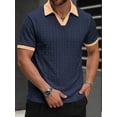 thumbnail image 2 of RICHCOIN Polo Shirts for Men V Neck Short Sleeve Golf Shirts Casual Textured Knit Old Money Tops, 2 of 7