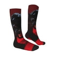 thumbnail image 3 of Picia Women Crew Soft Moisture-wicking Socks Black Panther Red Background Pattern Design Cotton Socks, One Size fit All, 3 of 9