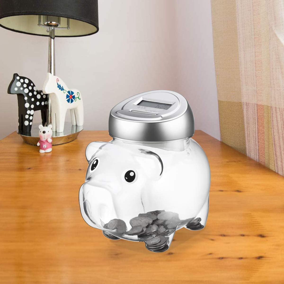 Automatic Coin Counter Totals All U.S Coins Younion Digital Coin Bank Silver Clear Money Saving Jar with LCD Display
