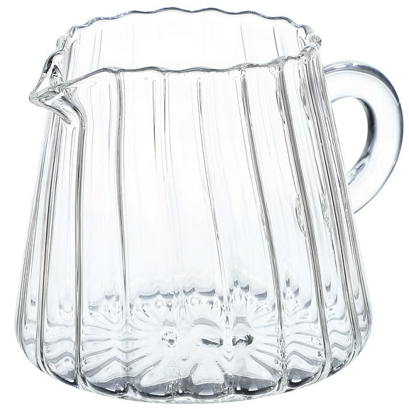 Topbathy Versatile Glass Milk Pitcher for Daily Use High Borosilicate Glass Transparent Suitable for Coffee Tea 12 oz