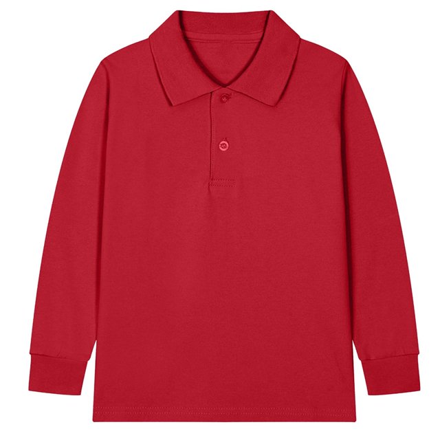 zbxnLI Girls Boys School Uniform Long Sleeve Golf Shirts Button Closure Collared Tops 2-15 Years