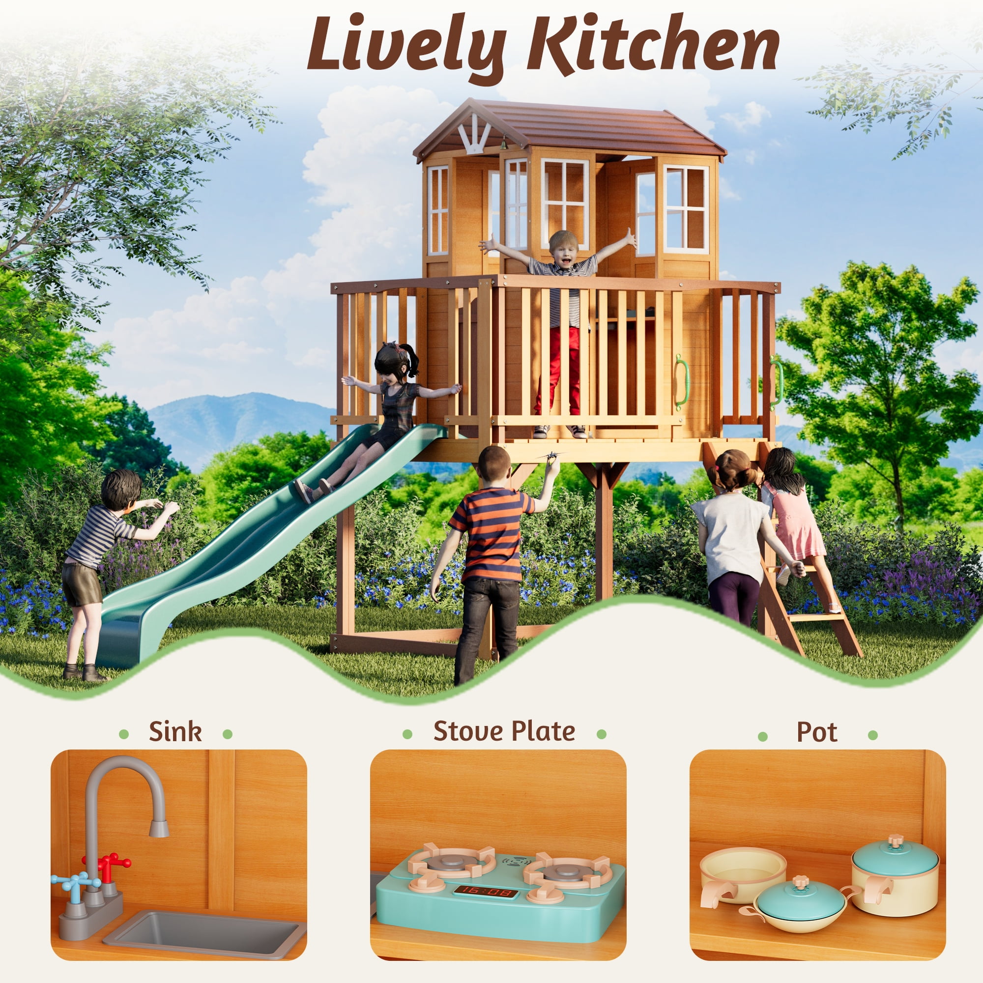 Scenic Heights Cedar Wood Playhouse Cedar Wooden Playhouse