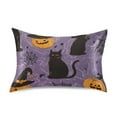 thumbnail image 7 of Yayeee Pillowcase Standard Size Set of 2 Satin Wrinkle Resistant Pillow Case, Purple Halloween Black Cat, 7 of 7