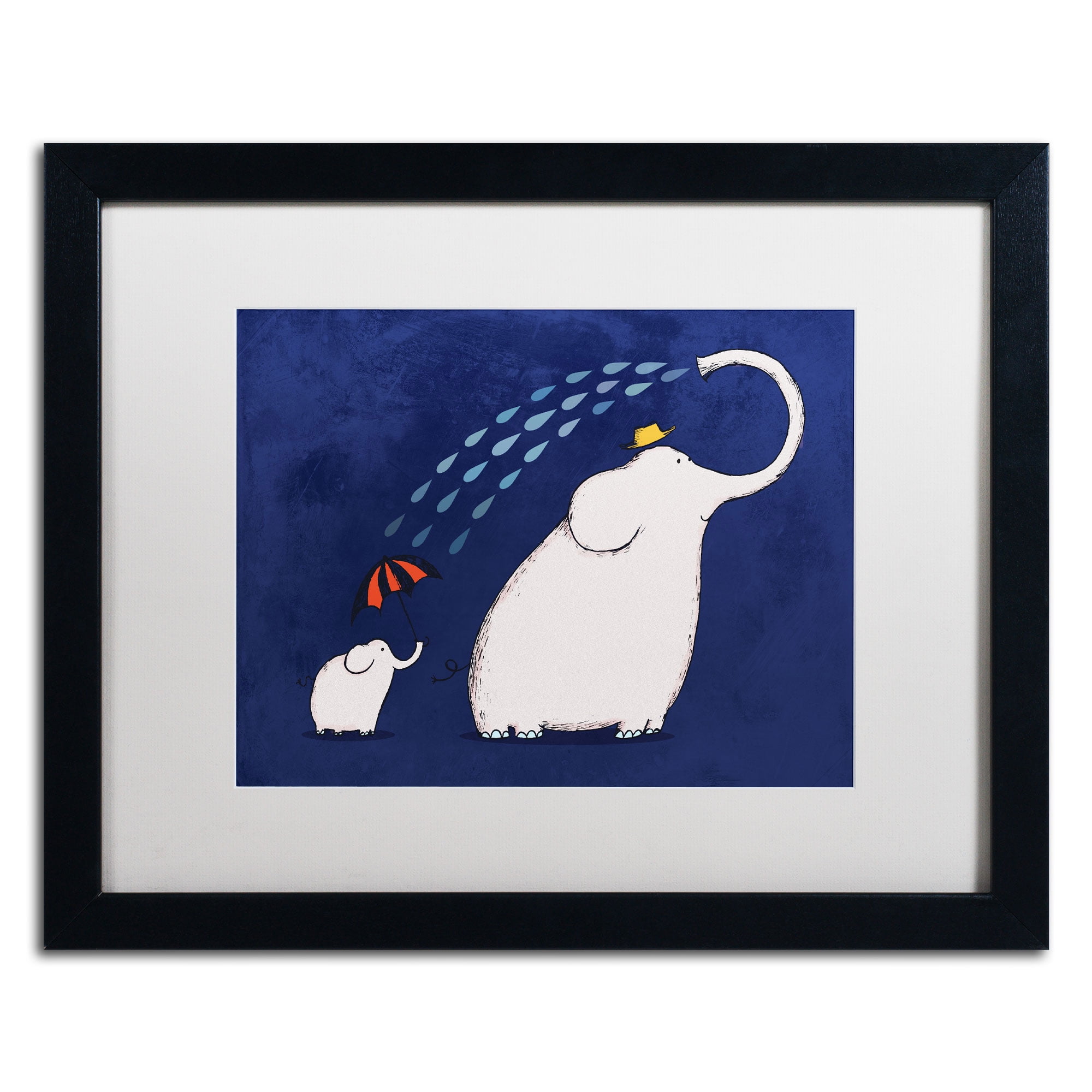 Carla Martell 'Umbrella Elephant' Matted Framed Art