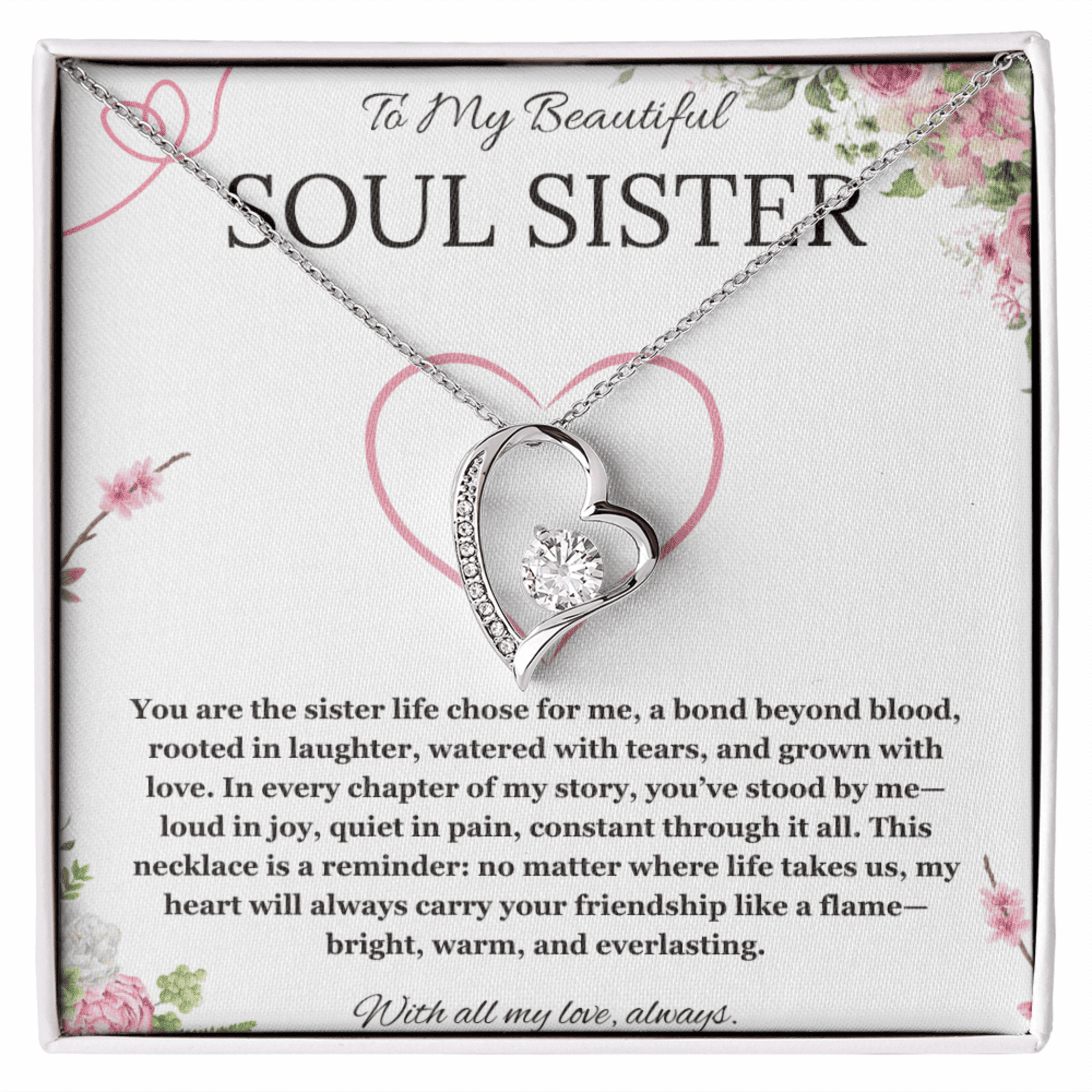 Soul Sister Necklace, Unbiological Sister Gift, Forever Love Necklace, Best Friend Gift, BFF gift Necklace, Birthday, Graduation, Christmas Jewelry
