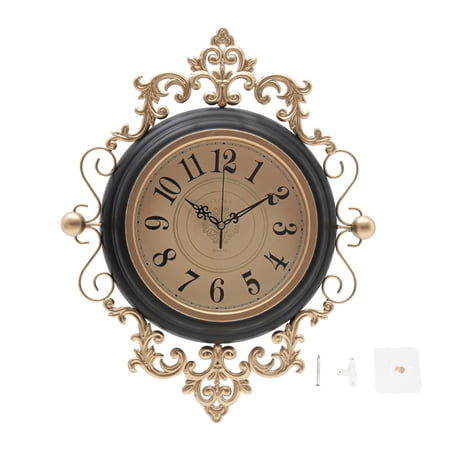 16x19 Inch Small Wall Clock, Vintage Brown Metal Glass Clock with 8 Inch Large Numbers Easy to Read, Rustic Hanging Clock Wall Decor for Living Room