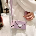 thumbnail image 3 of Purple Phone Case with Cute Cat Paw Card Holder & Adjustable Shoulder Strap, Shockproof Soft Case for iPhone 11 Pro, 3 of 12