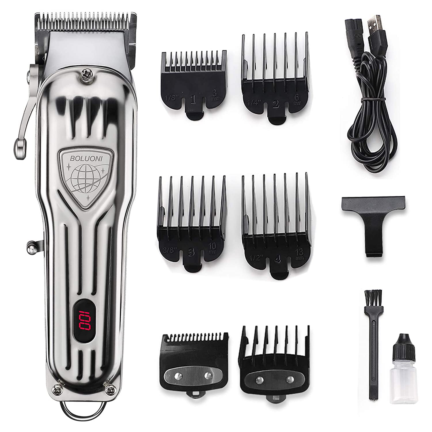 Eccomum Electric Hair Clippers For Men, BOLUONI Cordless Hair Trimmer  Barber For Hair Cutting Kit Rechargeable, LED Display 