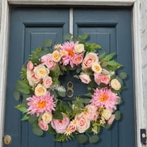 20 Inch Summer Roses Wreath for Front Door, Artificial Floral Wreath with Daisy, Peonies, and Hydrangeas, Spring Summer Door Hanging Decor for Home, Wedding, and Farmhouse Year Round