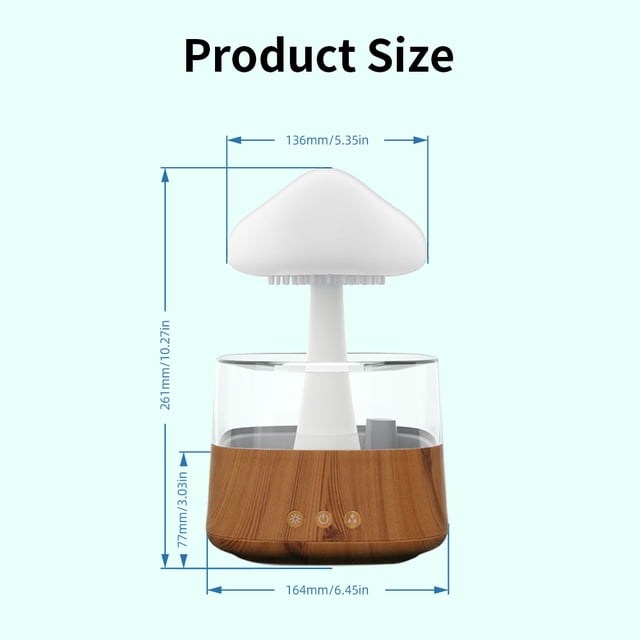 Rain Cloud Humidifier Water Drip with Adjustable LED Lights Remote Control Cool Mist Essential Oil Diffuser 450ml Rain Sounds Air Humidifiers with White Noise for Bedroom Desk Bedside Sleepi