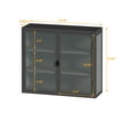 thumbnail image 2 of 27.56"Modern Wall Cabinet with Glass Doors, Bathroom Cabinet with Featuring Three-tier Storage for Entryway Living Room, Bathroom or Dining Room, Dark Gray, 2 of 7