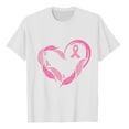 thumbnail image 4 of Abomasnow Women's Crew Neck Breast Cancer Awareness T-Shirt Casual Heart Pink Ribbon Graphic Short Sleeve Shirt Breast Cancer Fighter Pullover Tops, 4 of 4