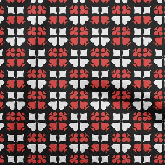 oneOone Silk Tabby Black Fabric Poker Card Quilting Supplies Print Sewing Fabric By The Yard 42 Inch Wide