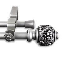 Contemporary Home Living 51.25" Satin Nickel Round Double Curtain Rod with Mounting Brackets