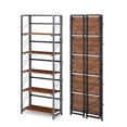 thumbnail image 1 of DSstyles 5-Tier Folding Office Bookshelf No Assembly Needed - Storage Rack Vintage Metal No Assembly Needed Space-Saving Brown, 1 of 8