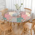 thumbnail image 3 of Pioneer Flower Floral Print Pattern Round Fitted Tablecloth with Elastic Edge,Dining Table Cover Waterproof,Outdoor Round Tablecloth for Camping,Dining,Indoor and Outdoor, 3 of 7