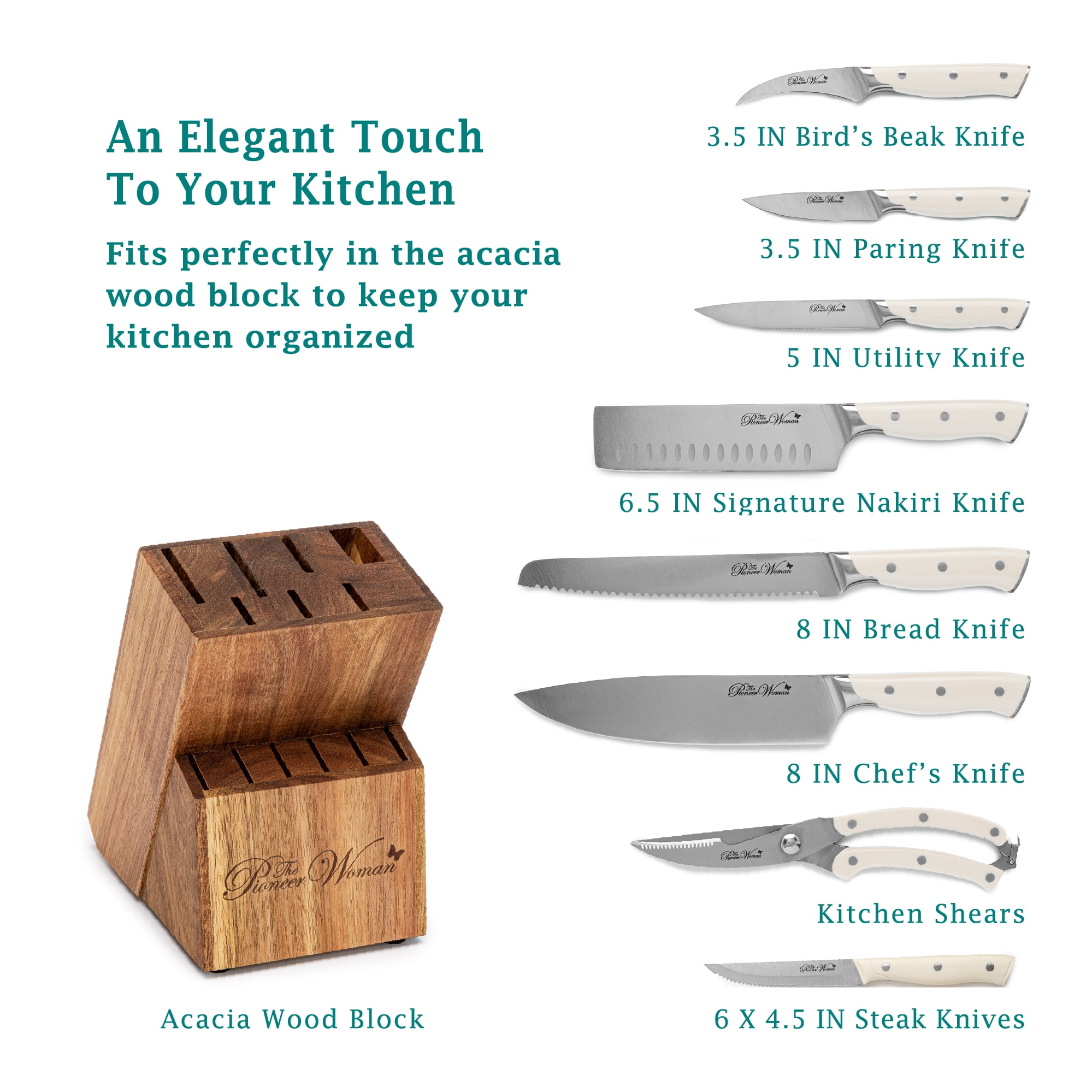 The Turquoise Floral Pioneer Woman Knife Block Set – HIGHLAND MOON