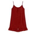 thumbnail image 6 of Purcolt Womens One Piece Jumpsuit Summer Casual Spaghetti Strap Sleeveless Shorts Outfits Comfortable Loose Fit Loungewear with Ruffled Hem, 6 of 7