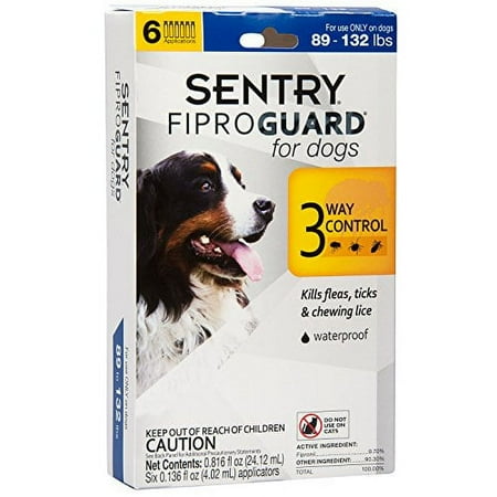 UPC: 0073091030737 | Sentry FiproGuard Dog Flea & Tick Topical 89-132 Pound 6 Monthly Treatments