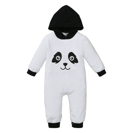 

Kucnuzki 3 Months Baby Boy Winter Outfits Pants Sets 6 Months Long Sleeve Panda Prints Hooded Bodysuits White