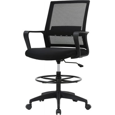 Drafting Chair Computer Standing Desk Chair Tall Office Chair with Lumbar Support Adjustable Foot Ring for Mesh Ergonomic Mid-Back Desk Chair (Black)