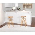 thumbnail image 3 of Linon Farhart 25"-29" Adjustable Height Round Backless Swivel Bar Stool, Matte Gold/Aged Walnut, 3 of 12