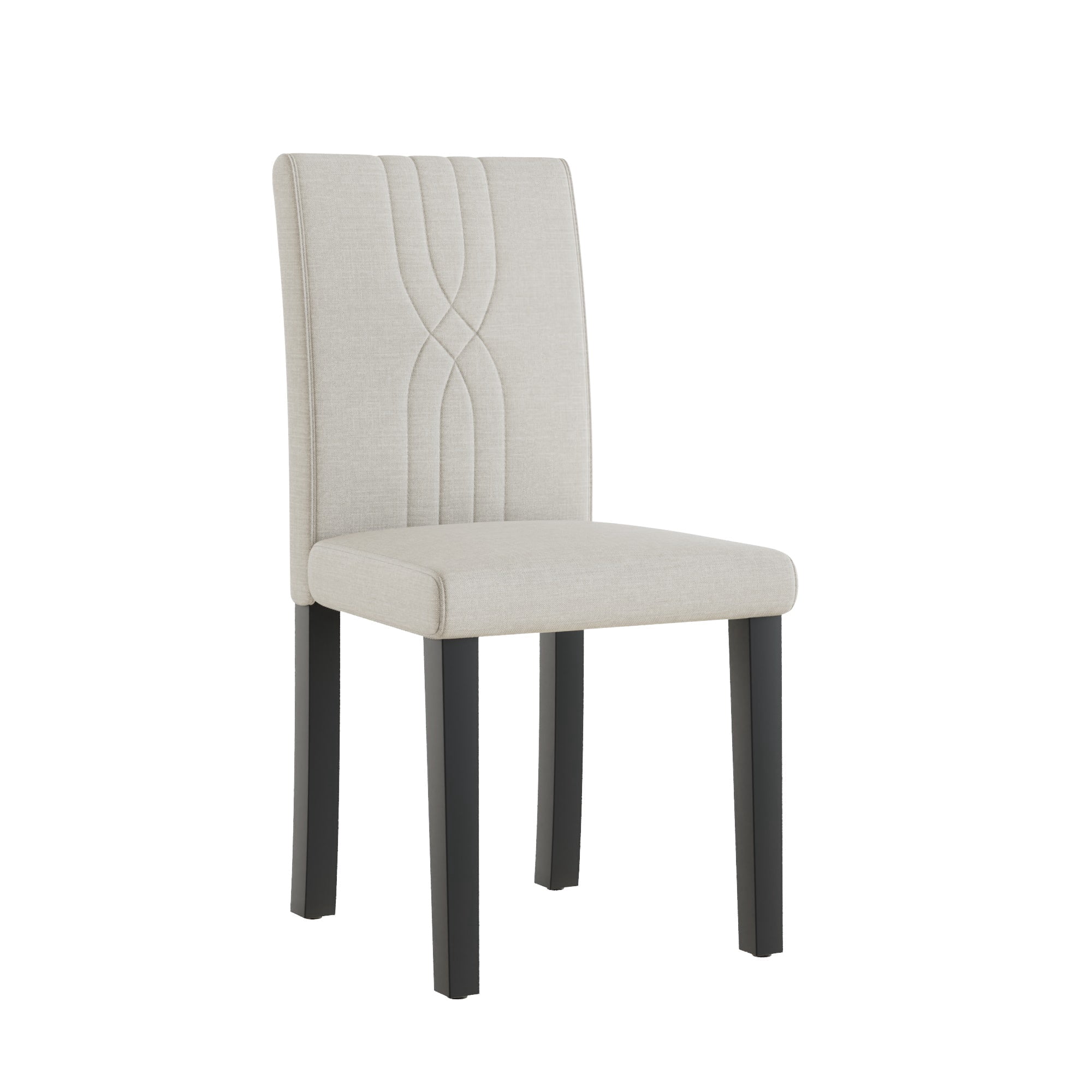 VECELO Upholstered Dining Chairs, Modern Fabric High Back Chair with Wood Legs for Kitchen, Living Room, Set of 4, Beige