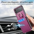 thumbnail image 6 of ELEHOLD Leather Wallet Case for Samsung Galaxy Z Flip 4 5G with Card Slot Finger Ring Holder Slim Thin Premium PU Leather Anti-Scratch Shockproof Protective Case for Men Women, Purple, 6 of 8