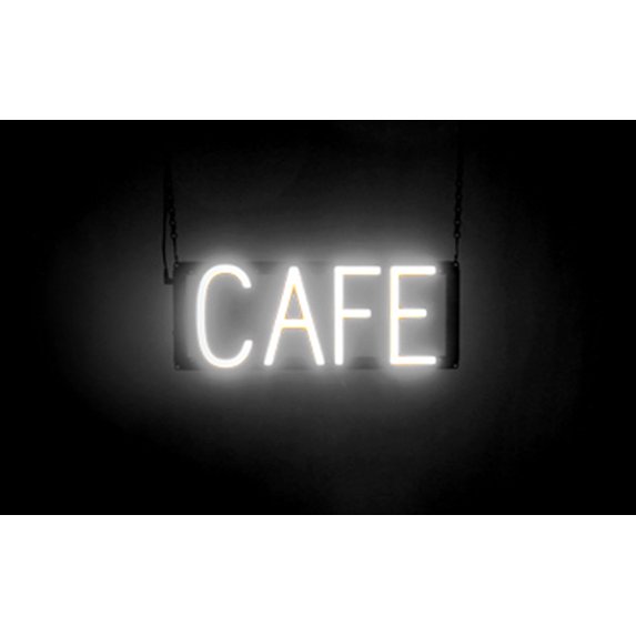 SpellBrite CAFÉ LED Sign for Business. 16.4" x 6.3" White CAFÉ Sign Has Neon Sign Look With Energy Efficient LED Light Source. Visible from 500+ Feet, 8 Animation Settings.