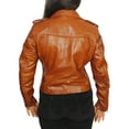 thumbnail image 3 of Luis Leather Women's Lambskin Leather Biker Tan Jacket 4X-Large, 3 of 4
