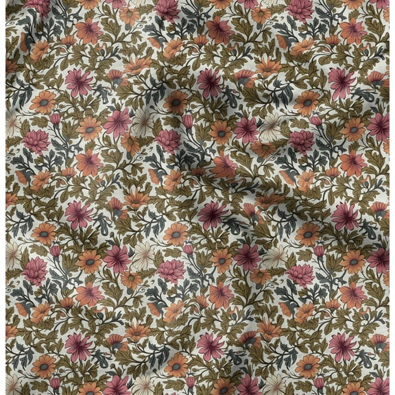 Soimoi Pure Silk Green Fabric By the Yard - 42 Inch Wide - Florals Print Fabric - Elegant and Timeless Patterns for Fashion and Home Decor Printed Fabric