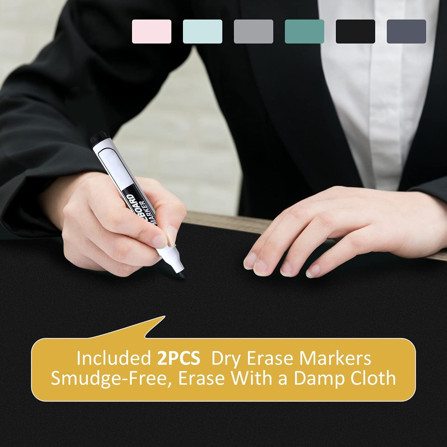 MAKUANG PVC Material Writable and Erasable Desk Mat, 27.5" x 13.8" Waterproof Large Desktop Mouse Pad,Black