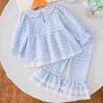 thumbnail image 6 of TOWED22 Baby Girl Clothes Toddler Outfits Ruffle Long Sleeve Top Pants 2 Piece Girls' Fall Winter Clothing Set,Light Blue,3-4 Y, 6 of 6