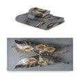 thumbnail image 2 of 3 Piece Bath Towels Set Bath Towel, Hand Towel and Face Towel for Bathroom, Gym, Hotel Silver and Black Butterfly, 2 of 8