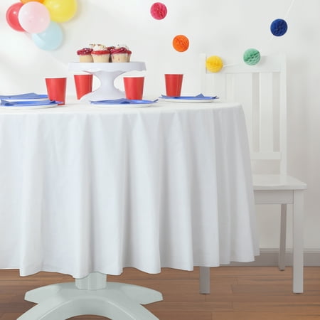 Way to Celebrate! White Plastic Round Tablecloths, 84in, 2ct