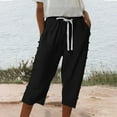 thumbnail image 3 of Women's 2025 Lightweight Linen Capri Pants | Striped Pinstripe Spring Summer Casual Pants, 3 of 9