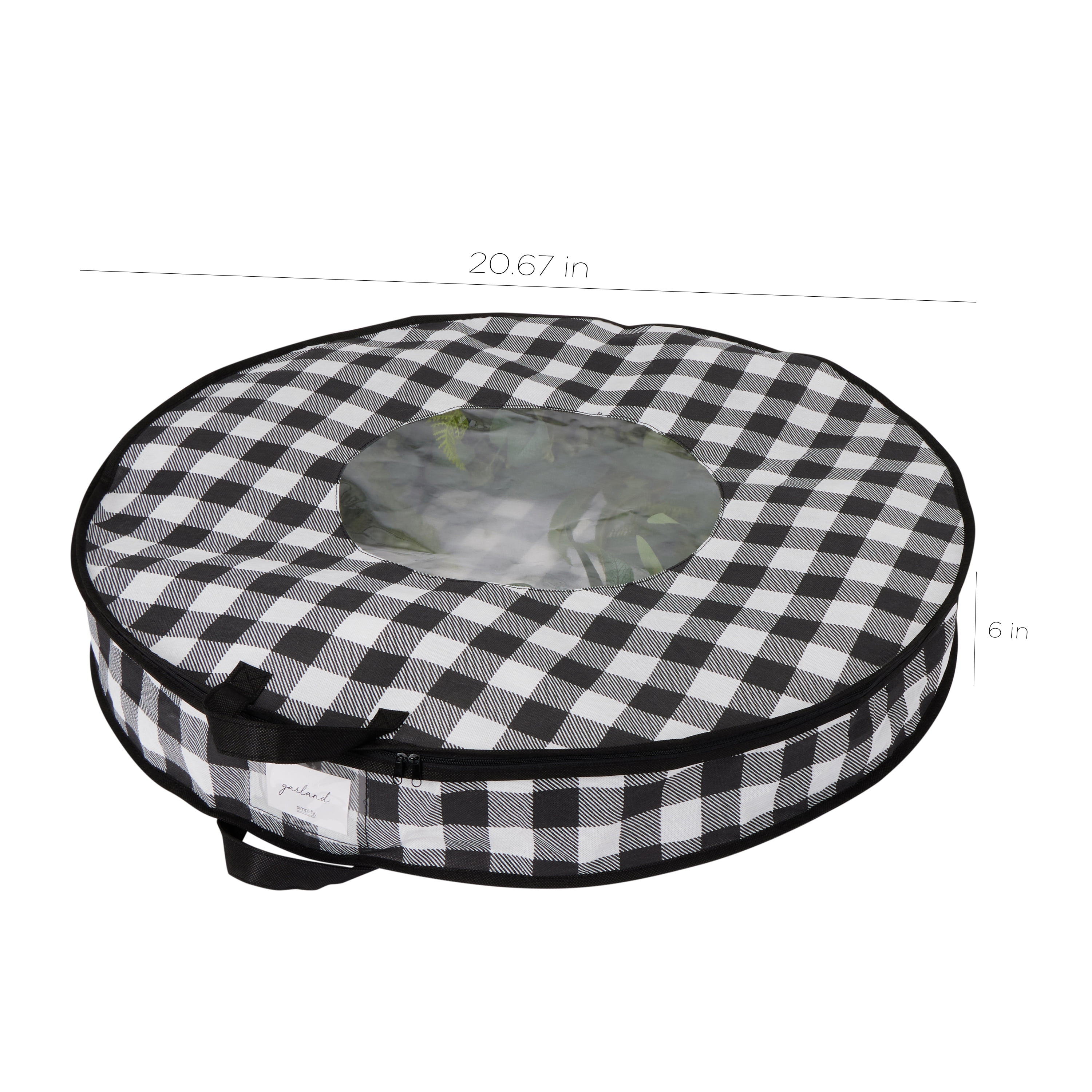 Organize It Al Set of Two Buffalo Plaid 30" Wreath Bags in Black and White