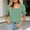 #128-Green, variant on Haivin Women's T-Shirt, Casual Striped Print with Square Neck and Lace Trim, Short Sleeve for Everyday Wear