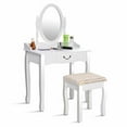 thumbnail image 1 of Patiojoy Vanity Table Jewelry Makeup Desk with Padded Bench bathroom Dresser w/ Drawer White, 1 of 7